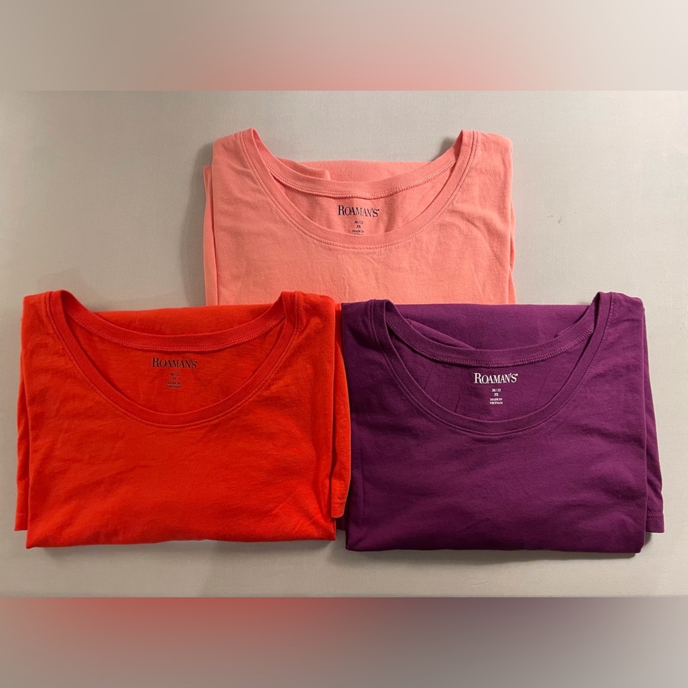 Roaman’s Short Sleeve Crewneck T-Shirts Set of 3 Size 3X 30/32